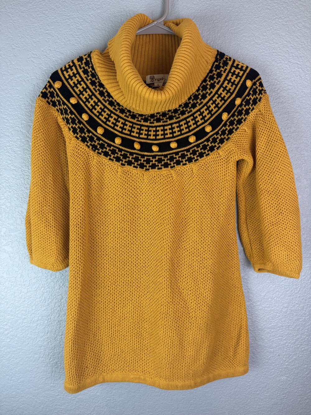 Aryeh Sweater Womens Small Pattern Cowl Neck Pullover Knit Retro Mod